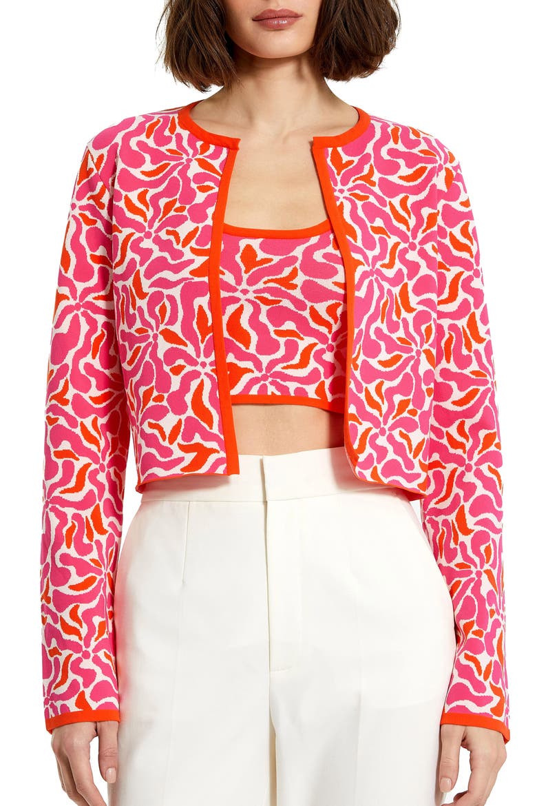 Long Sleeve Floral Knit Cardigan, Main, color, Sunset Multi