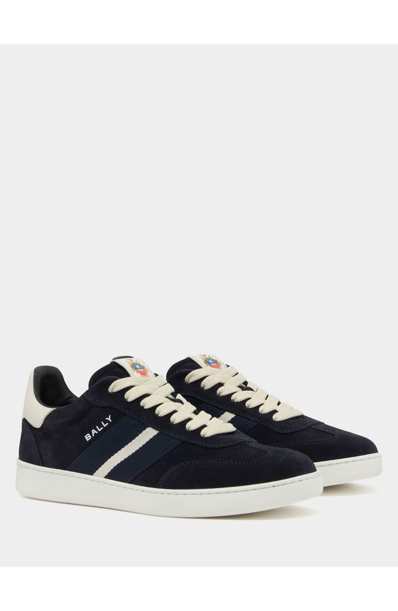 Bally Retro Crest Sneaker in Calf Suede, Alternate, color, Blue