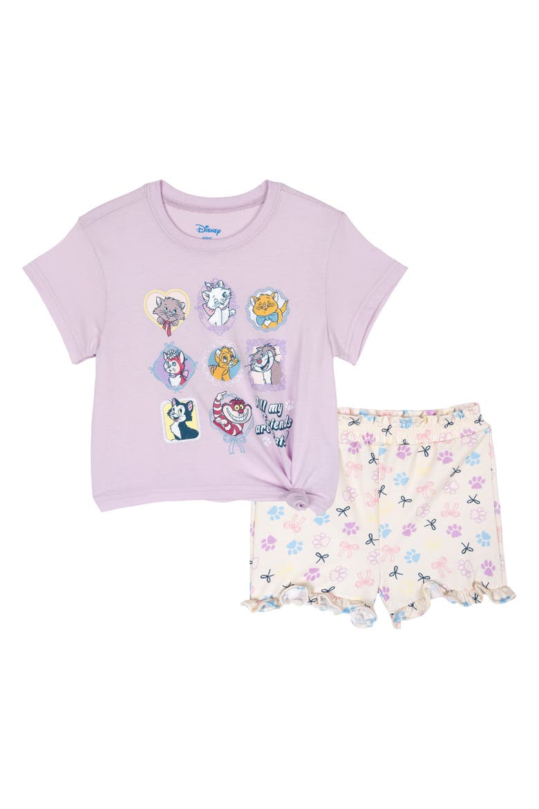 Classics Girls' 2-Piece T-Shirt and Shorts Set, Main, color, Disney Cats Purple