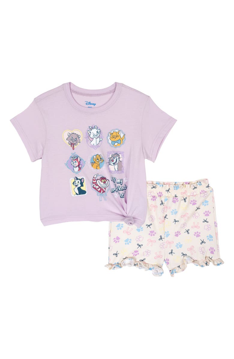 Disney Classics Girls' 2-Piece T-Shirt and Shorts Set, Main, color, Disney Cats Purple
