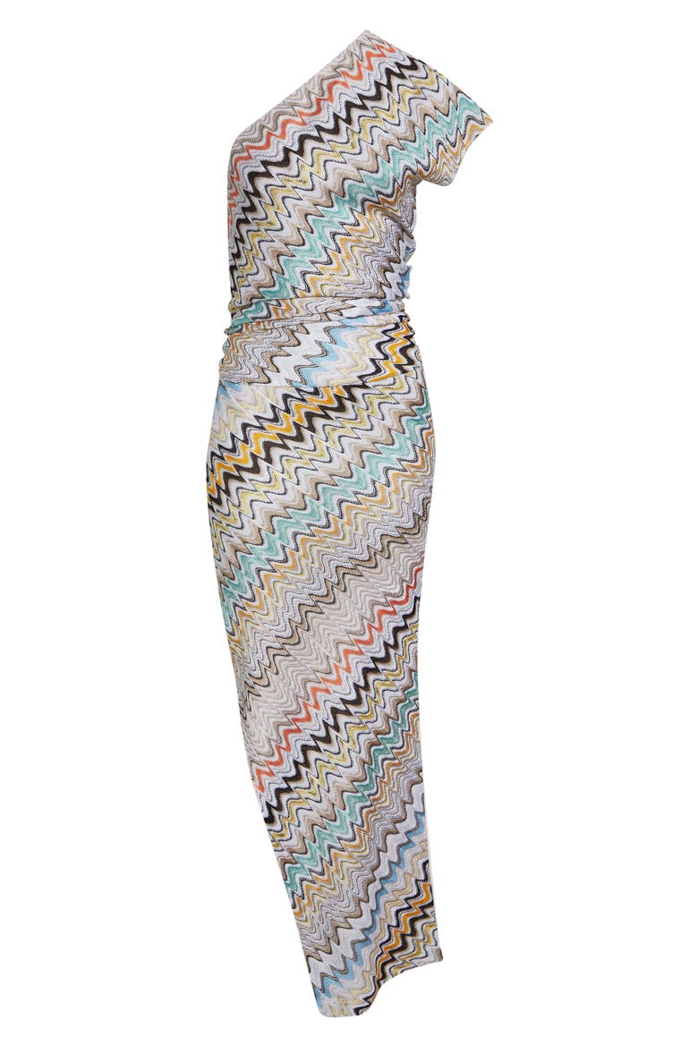 Stripe One-Shoulder Crochet Knit Maxi Dress, Alternate, color, SMSNN-MULTICOLOR BEIGE LT BS