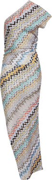 Missoni Stripe One-Shoulder Crochet Knit Maxi Dress