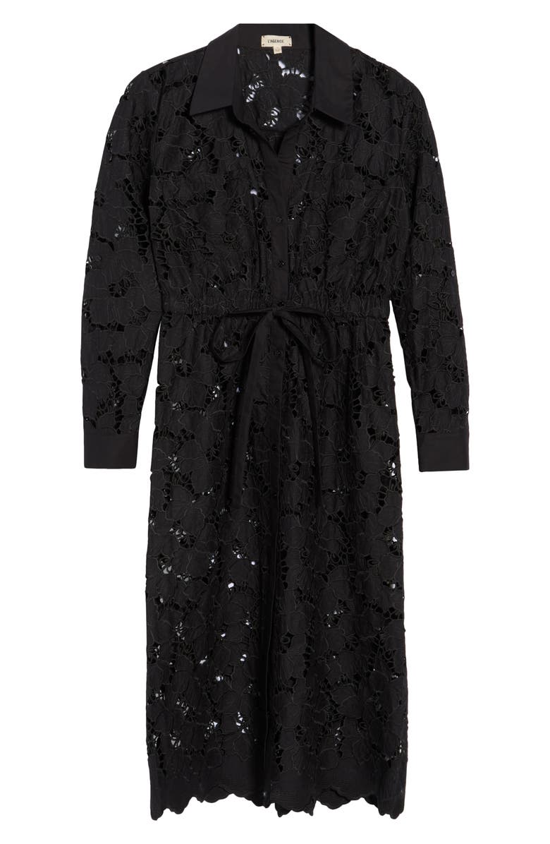 L'AGENCE Emilio Long Sleeve Shirtdress, Alternate, color, Black