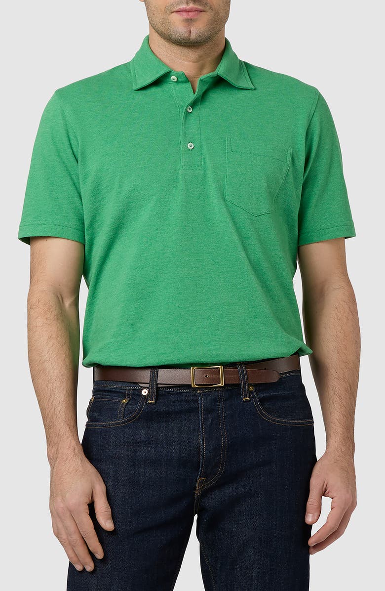 Sid Mashburn Short Sleeve Pima Cotton Piqué Polo, Main, color, Heather Basil Pique