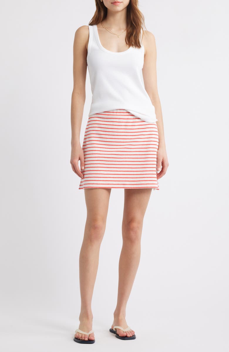 Rails Hope Stripe Cotton Terry Cloth Skirt, Alternate, color, Cherry Stripe