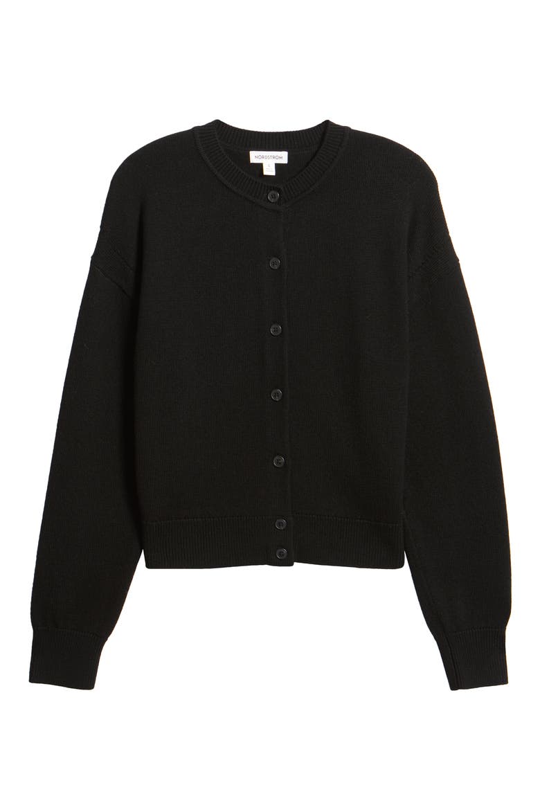 Merino Wool Cardigan, Alternate, color, BLACK