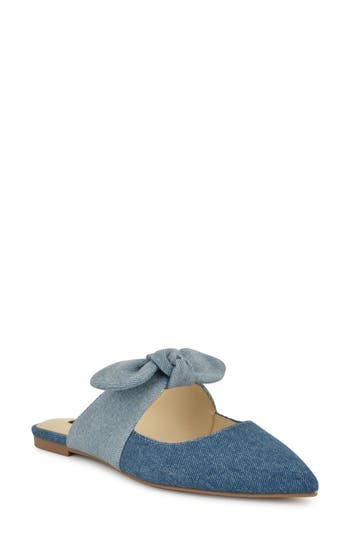 Nine West Bowin Pointed Toe Flat In Blue