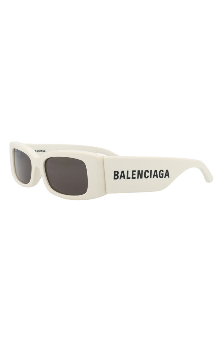 Balenciaga 56mm Novelty Rectangular Sunglasses, Alternate, color, White White Grey
