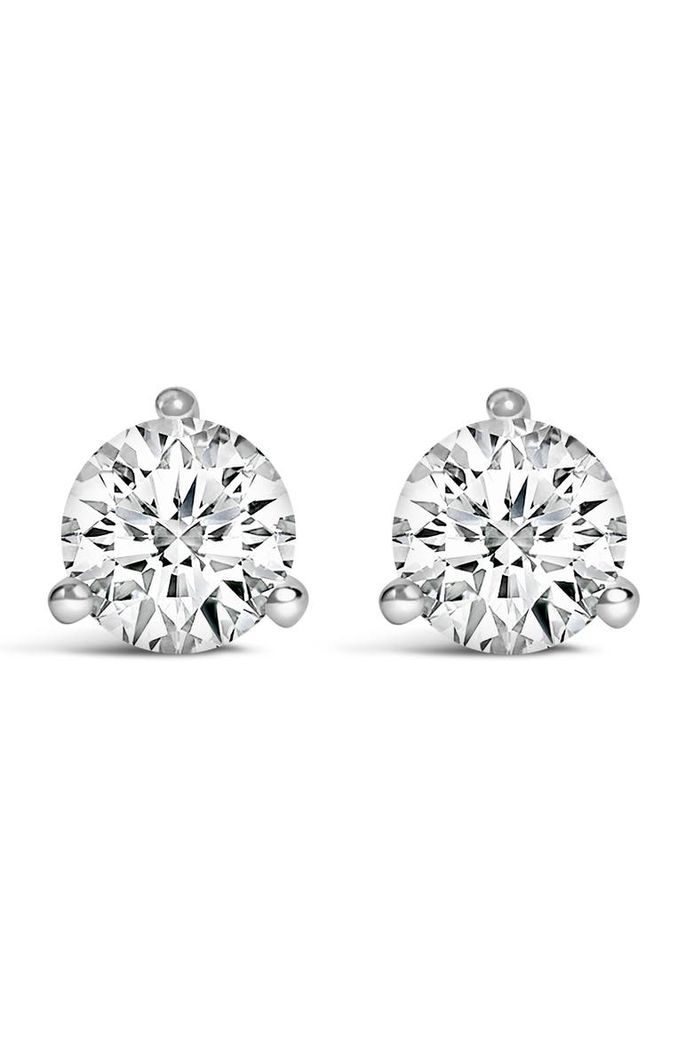 14K White Gold 3.0 Cttw 3-Prong Martini Set Lab Grown Diamond Solitaire Stud Earrings, Main, color, White Gold
