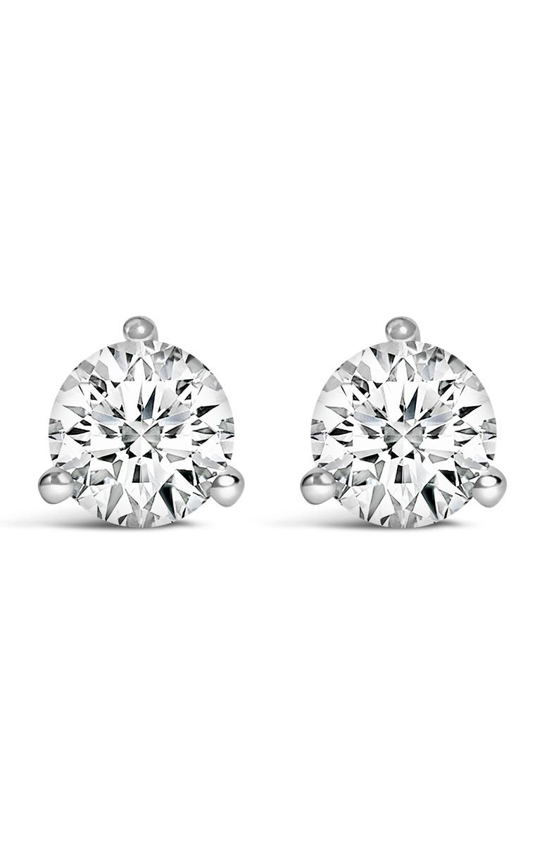 Haus of Brilliance 14K White Gold 1/2 Cttw 3-Prong Martini Set Lab Grown Diamond Solitaire Stud Earrings, Main, color, White