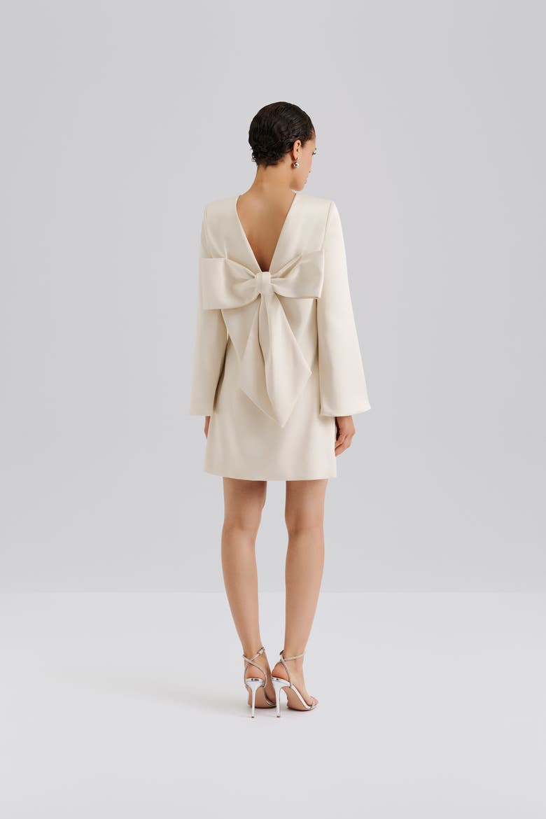 Elna Bow Detailed Mini Dress, Alternate, color, Vanilla