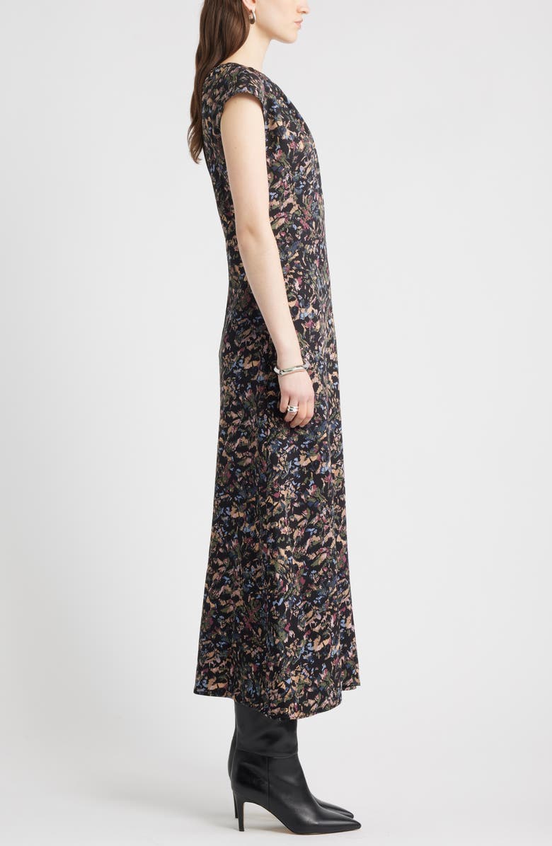 Shirred Cap Sleeve Maxi Dress