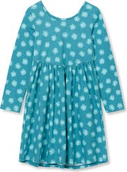 Lands' End Girls Long Sleeve Gathered Waist Jersey Dress