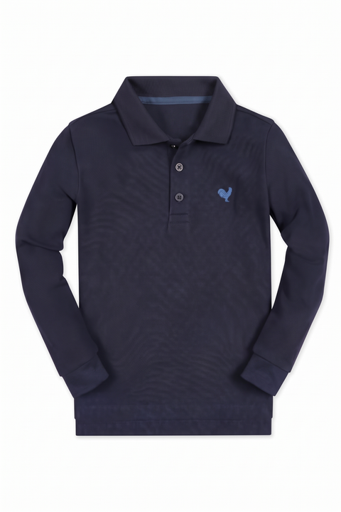 Kids' Organic Cotton Long Sleeve Pique Polo