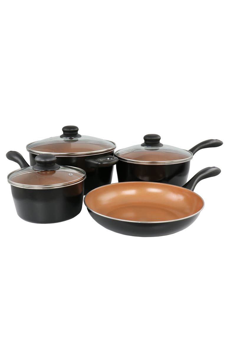 Gibson Home Armada 7 Piece Carbon Steel Nonstick Cookware Set, Main, color, Black