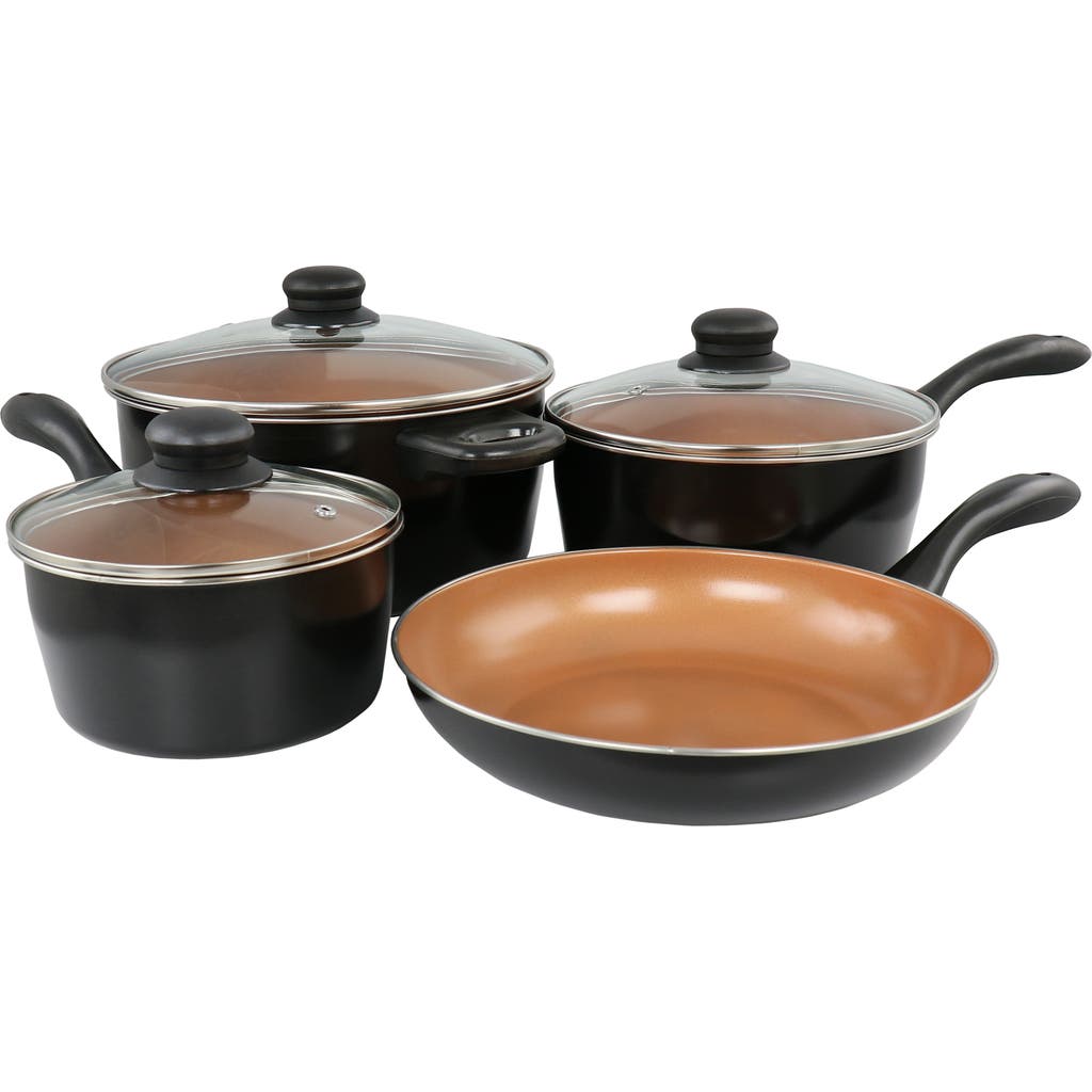 Gibson Home Armada 7 Piece Carbon Steel Nonstick Cookware Set In Black