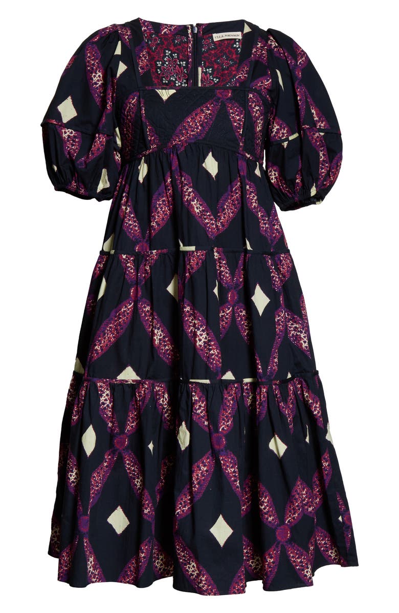 Ulla Johnson Nora Puff Sleeve Midi Dress, Alternate, color, 