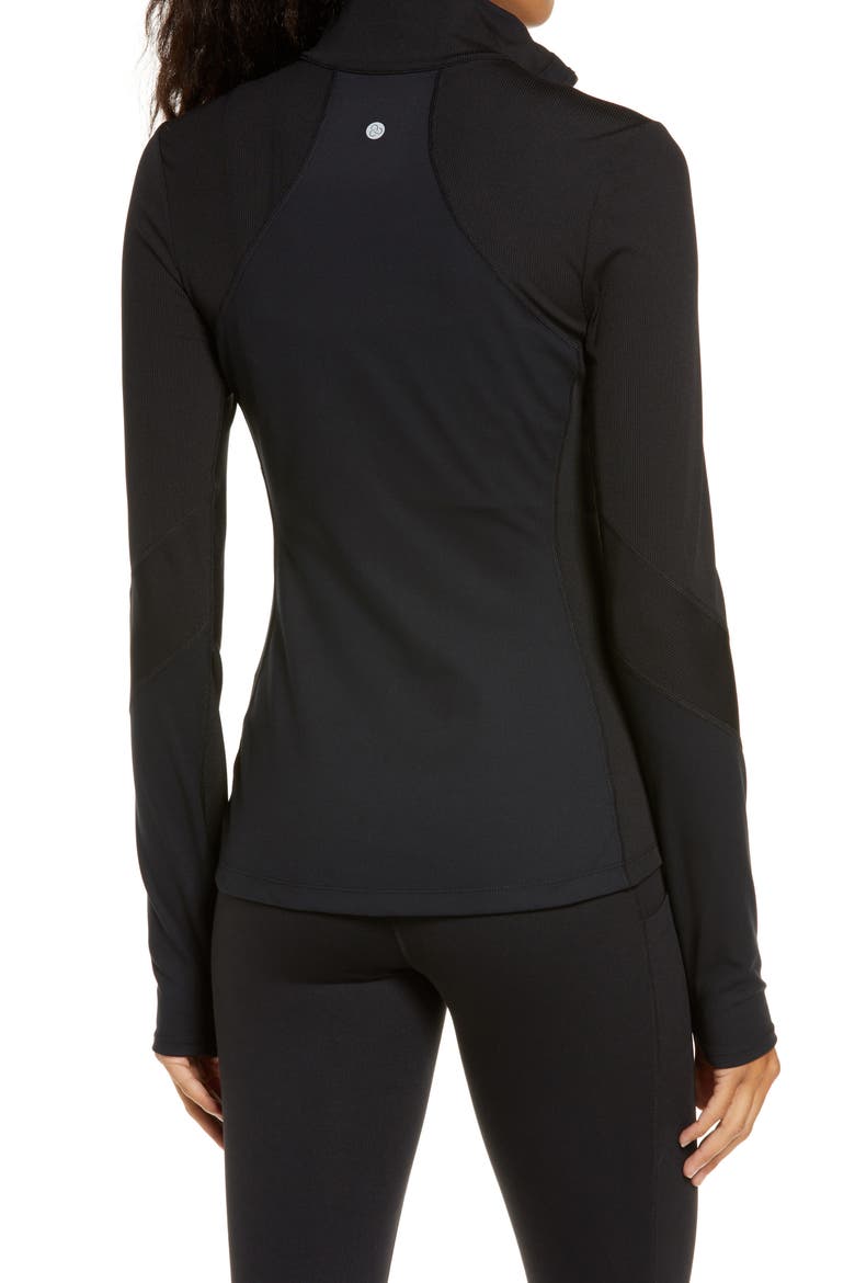 Studio Lite Ribbed Detail Track Jacket, Alternate, color, BLACK