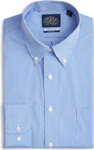 EAGLE Regular Fit Blue Gingham Check Cotton Button-Down Oxford Shirt