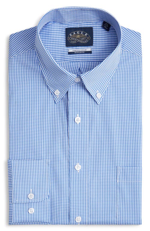 Roffe Accessories Eagle Regular Fit Blue Gingham Check Cotton Button-Down Oxford Shirt in Royal Blue  product