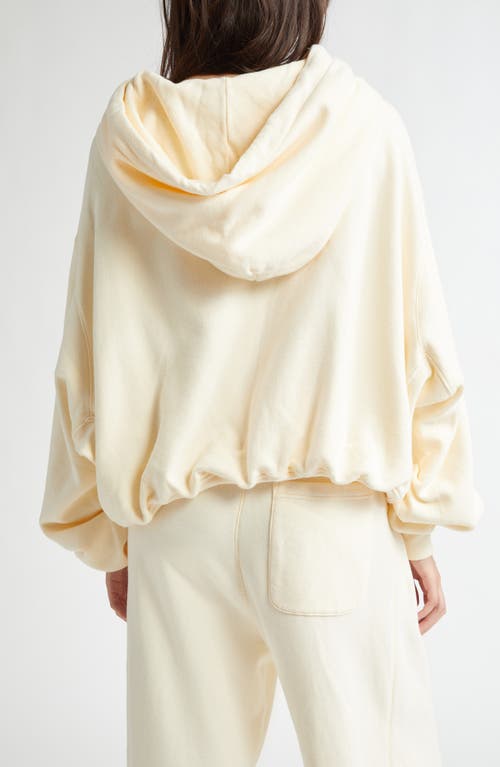 R13 Balloon Bubble Hem Cotton Fleece Hoodie In Neutral