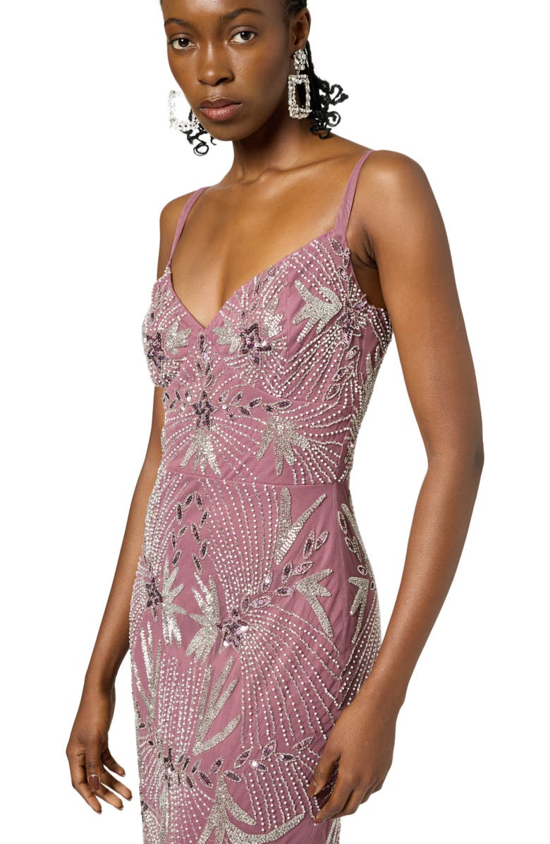 BEAUUT Occasion Embellished Sequin Beaded Adjustable Strap Evening Dress, Alternate, color,