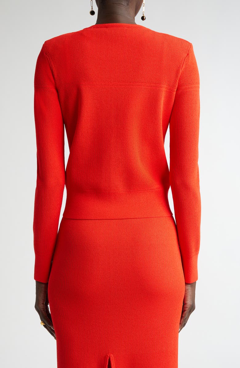 ST. JOHN Crewneck Cardigan, Alternate, color, Geranium