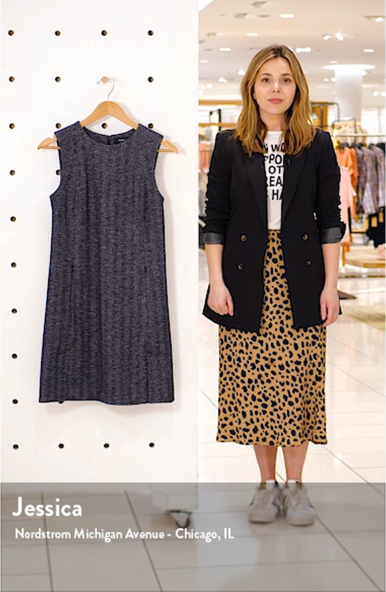 Vent Front Wool & Cotton Blend Shift Dress, sales video thumbnail