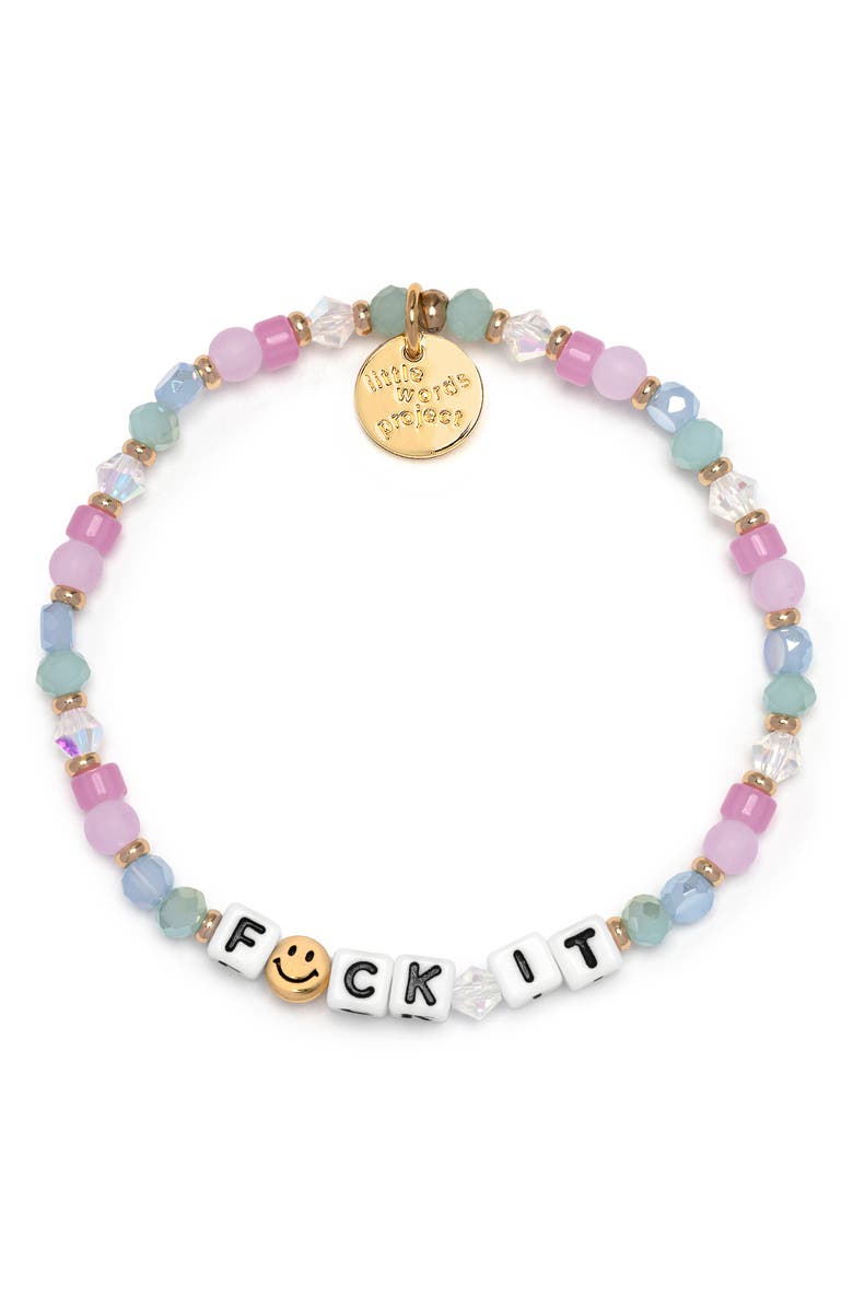 Little Words Project Fck It Beaded Stretch Bracelet, Main, color, Pink