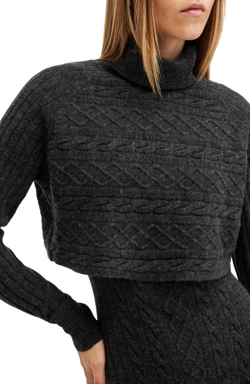 Allsaints Muriel 2-in-1 Knitted Slim Midi Dress In Cinder Black