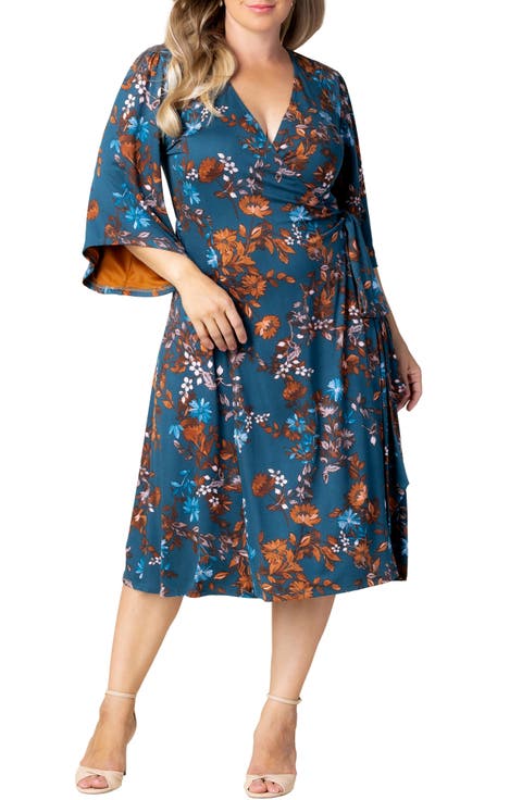 Gemini Floral Bell Sleeve Wrap Dress
