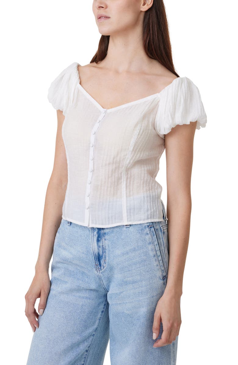 Habitual Seamed Button-Up Top, Alternate, color, White