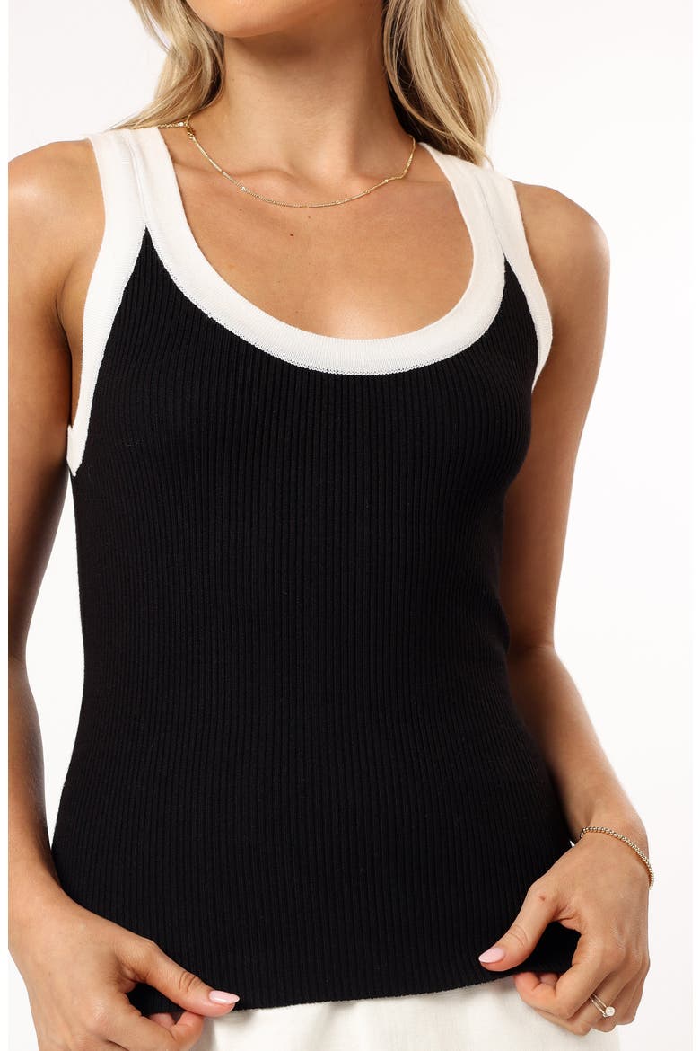 Ellody Contrast Trim Rib Tank, Alternate, color, BLACK