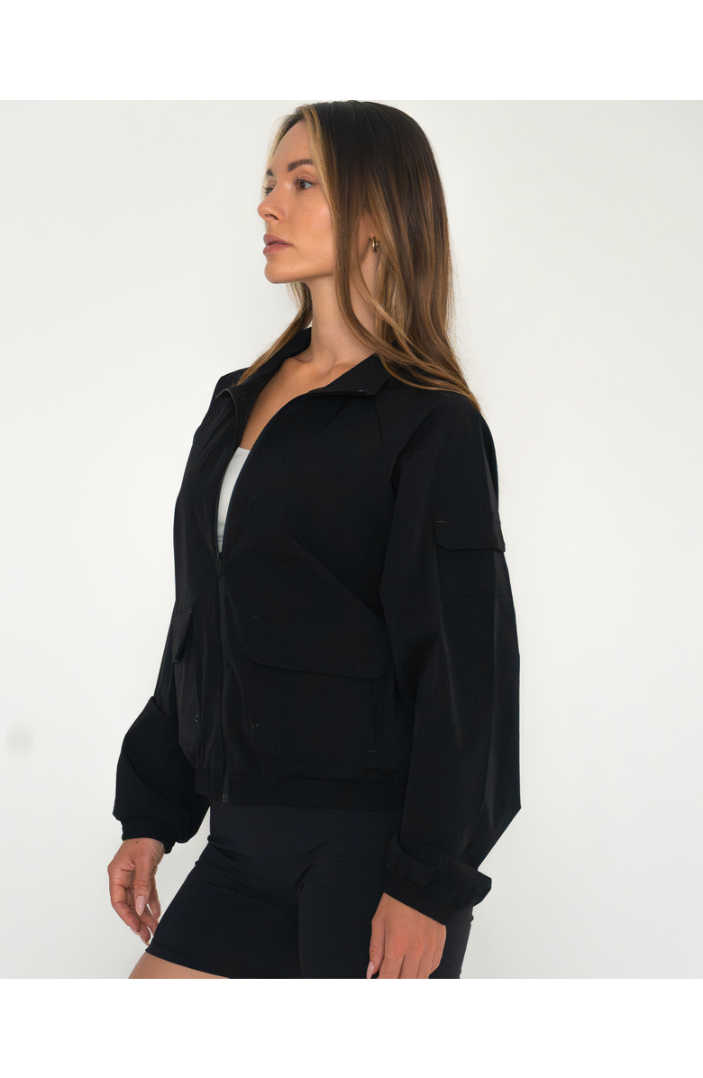 Rebody Active Cargo Nylon Windbreaker Jacket, Alternate, color, Black