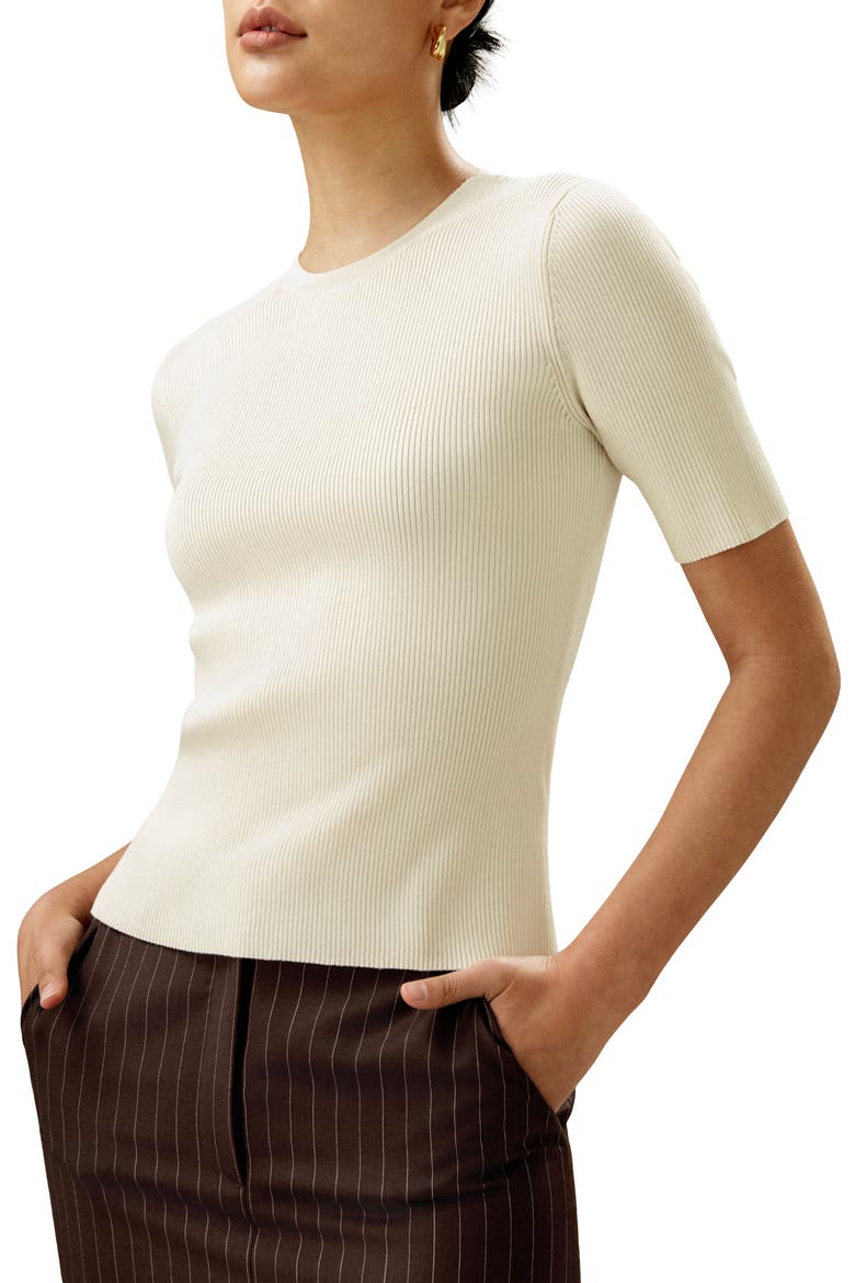 Women's Essential Silk Knit Top, Main, color, White