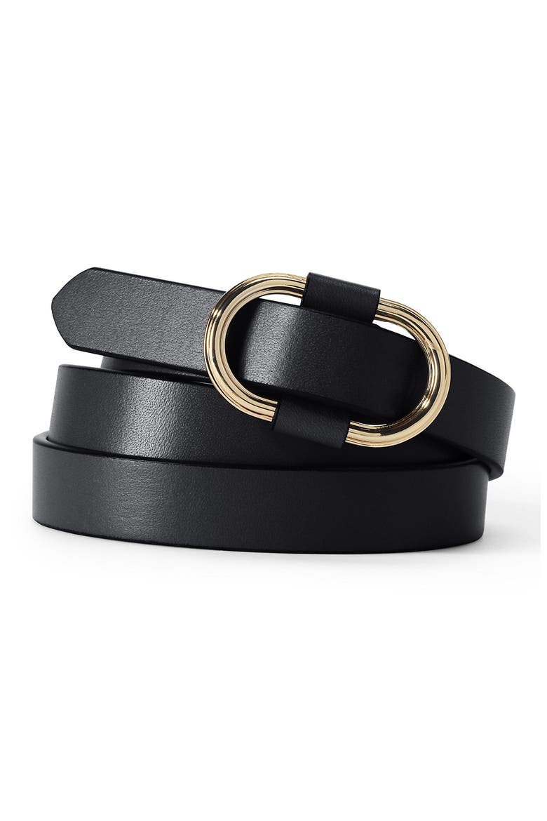 Adjustable Skinny Leather Belt, Main, color, Black