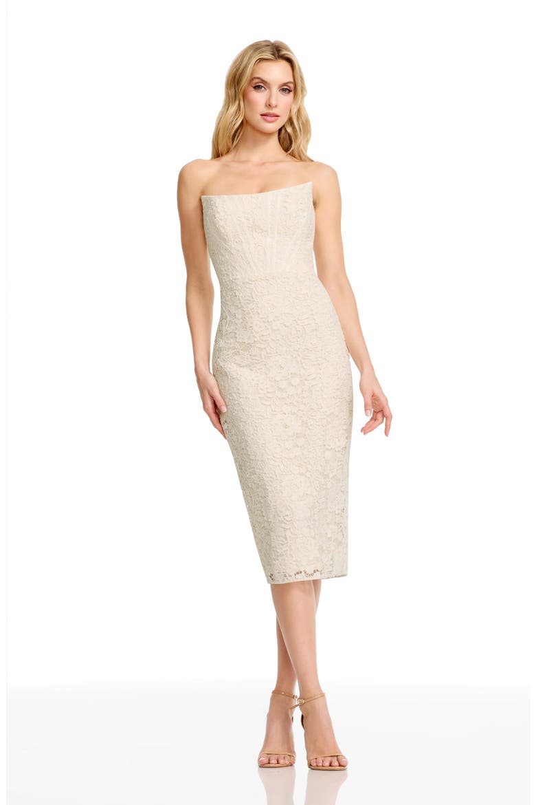 Cosette Strapless Lace Corset Cocktail Dress, Alternate, color, OFF WHITE