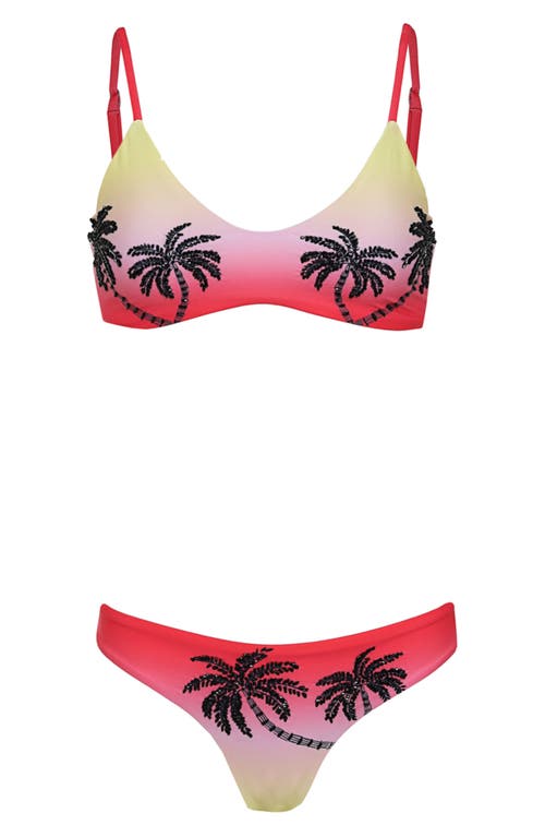 Maaji Cherry Palm Flirt Reversible Bikini Bottoms In Red