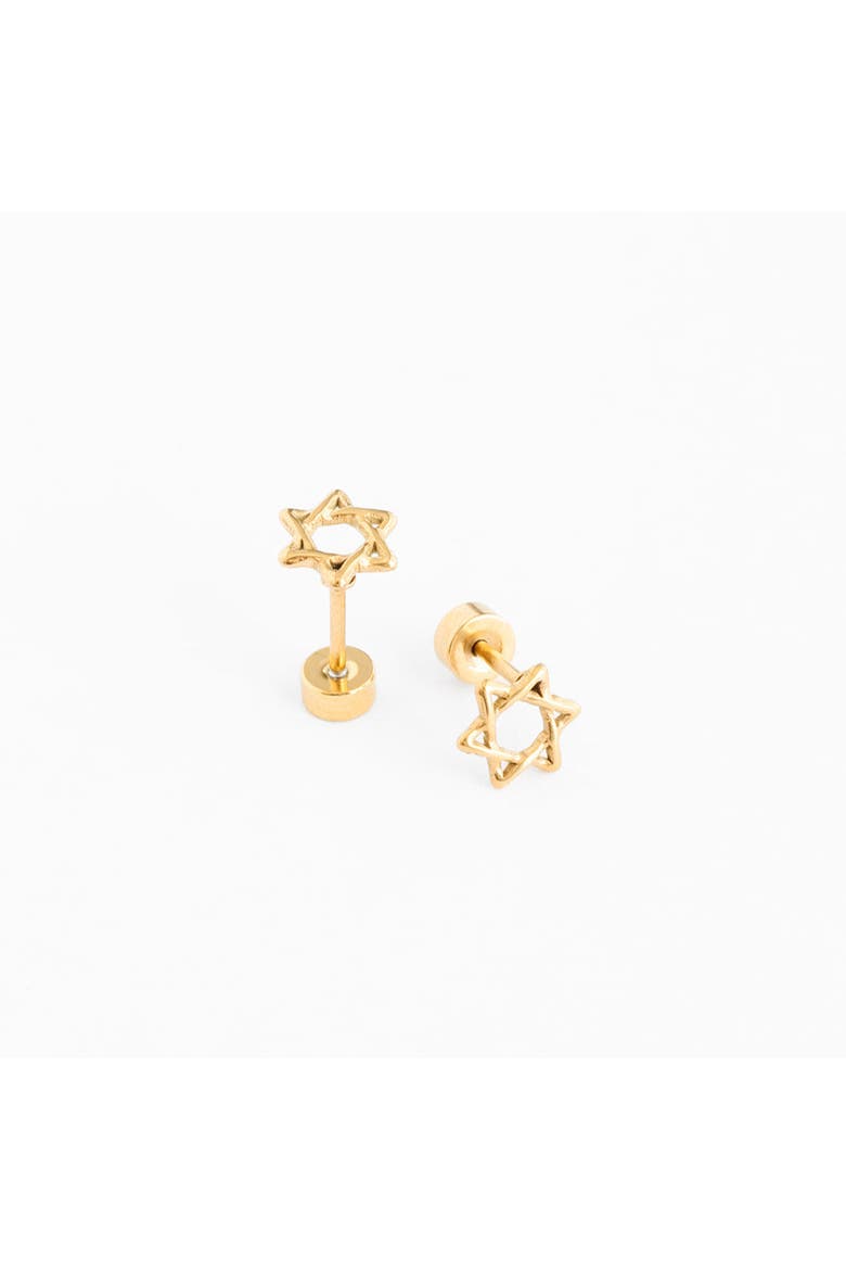 Girls' Star Of David Flatback Stud Hypoallergenic Earrings, Alternate, color, Gold