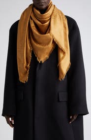 Saint Laurent Grand Allover Logo Silk & Wool Scarf