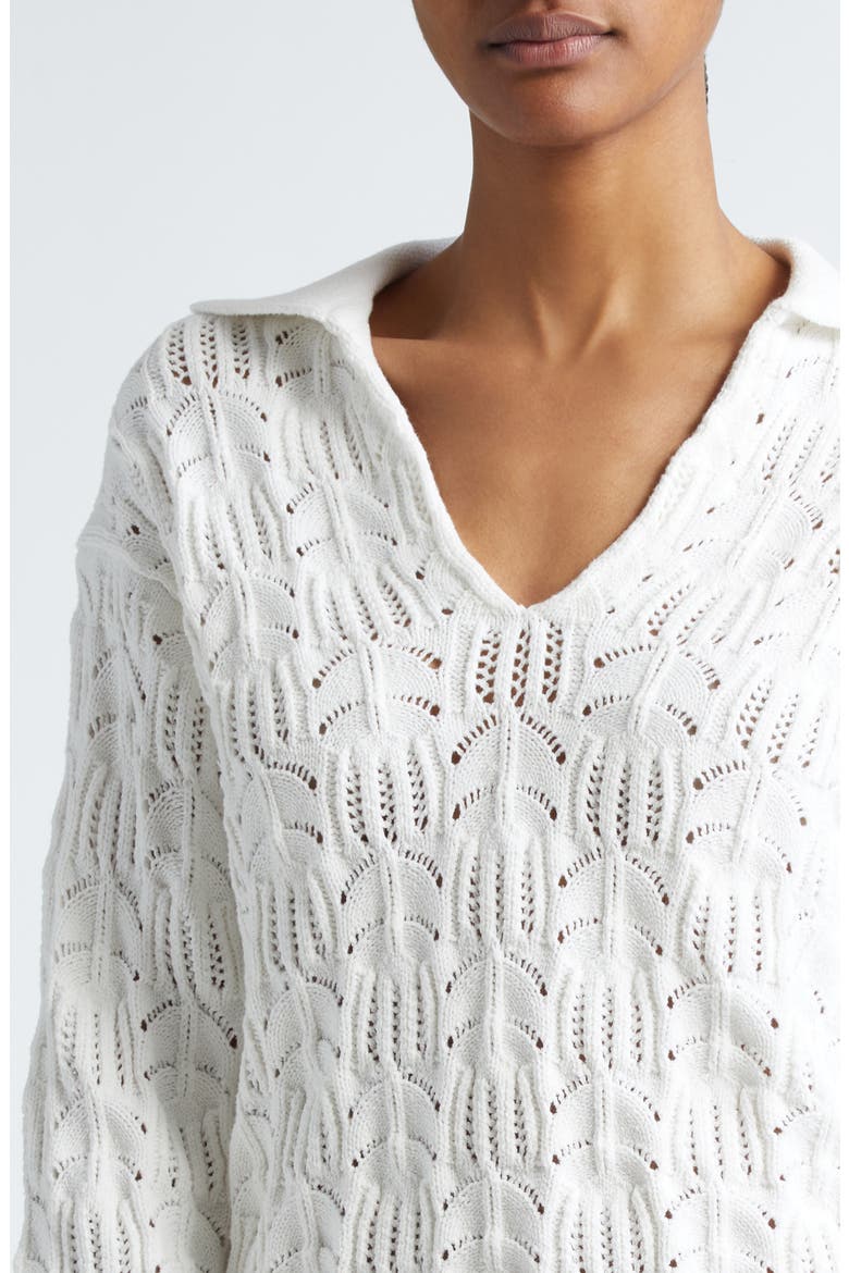 Baja Pointelle Sweater, Alternate, color, OPTIC WHITE
