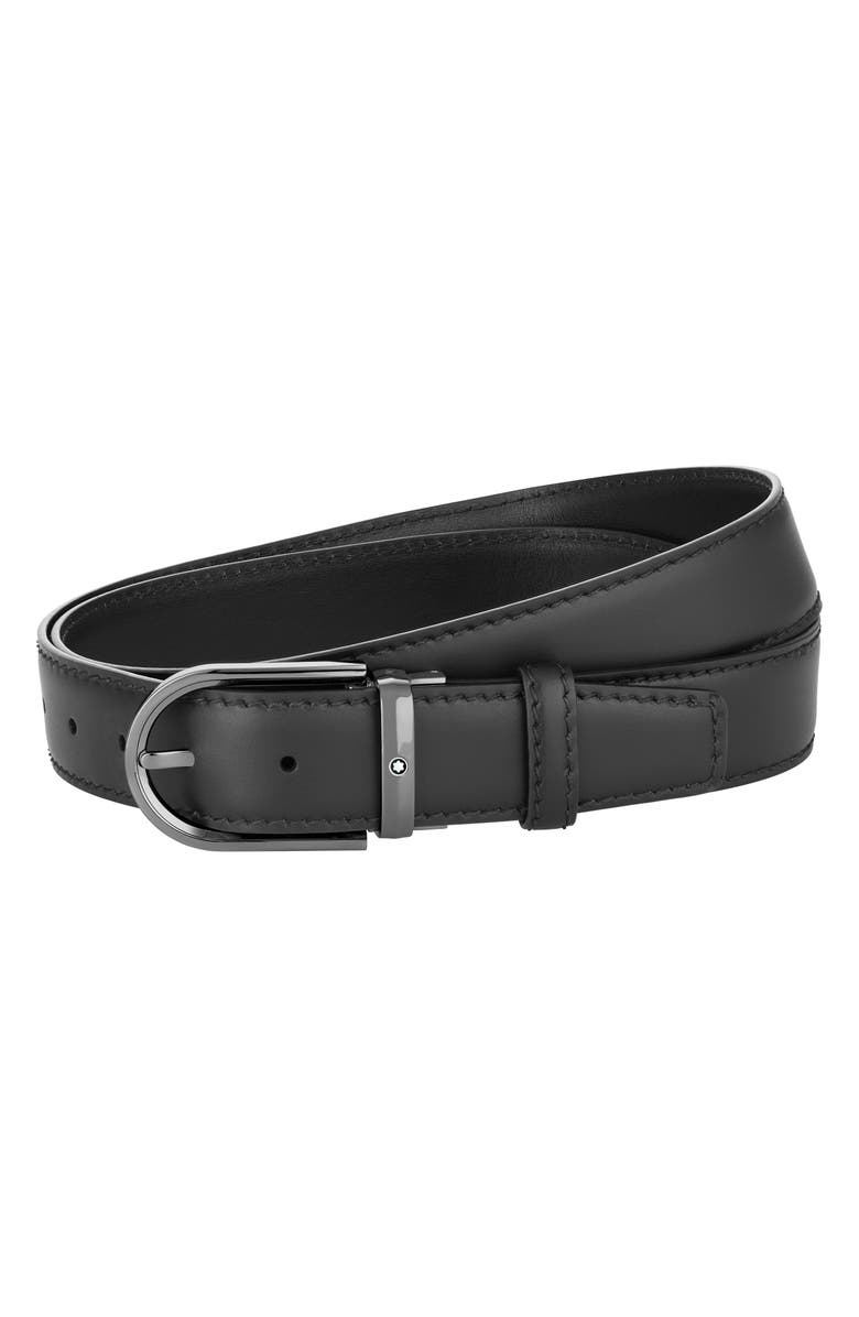 Montblanc Horseshoe Buckle Calfskin Leather Belt, Main, color,