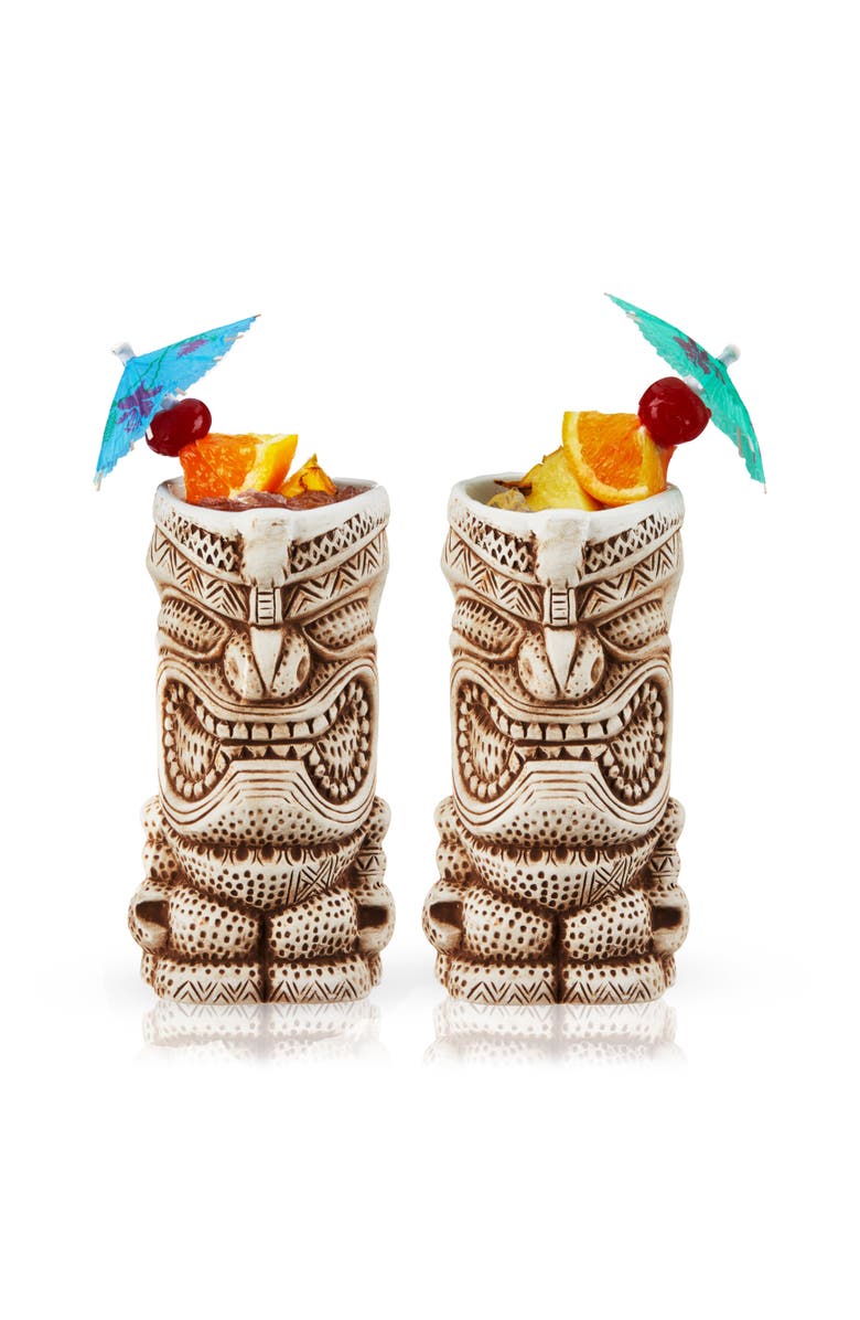 Viski Pacific High Tide Tiki Mugs Set of 2, Main, color, White