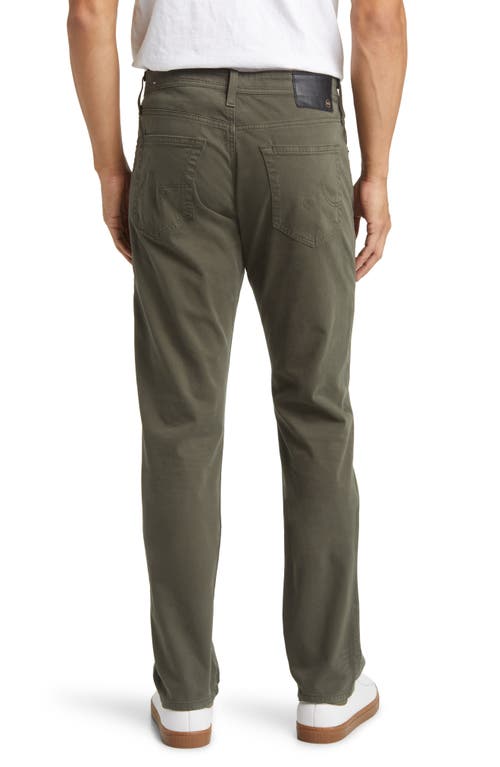 Ag Everett Sueded Stretch Sateen Straight Fit Pants In Green