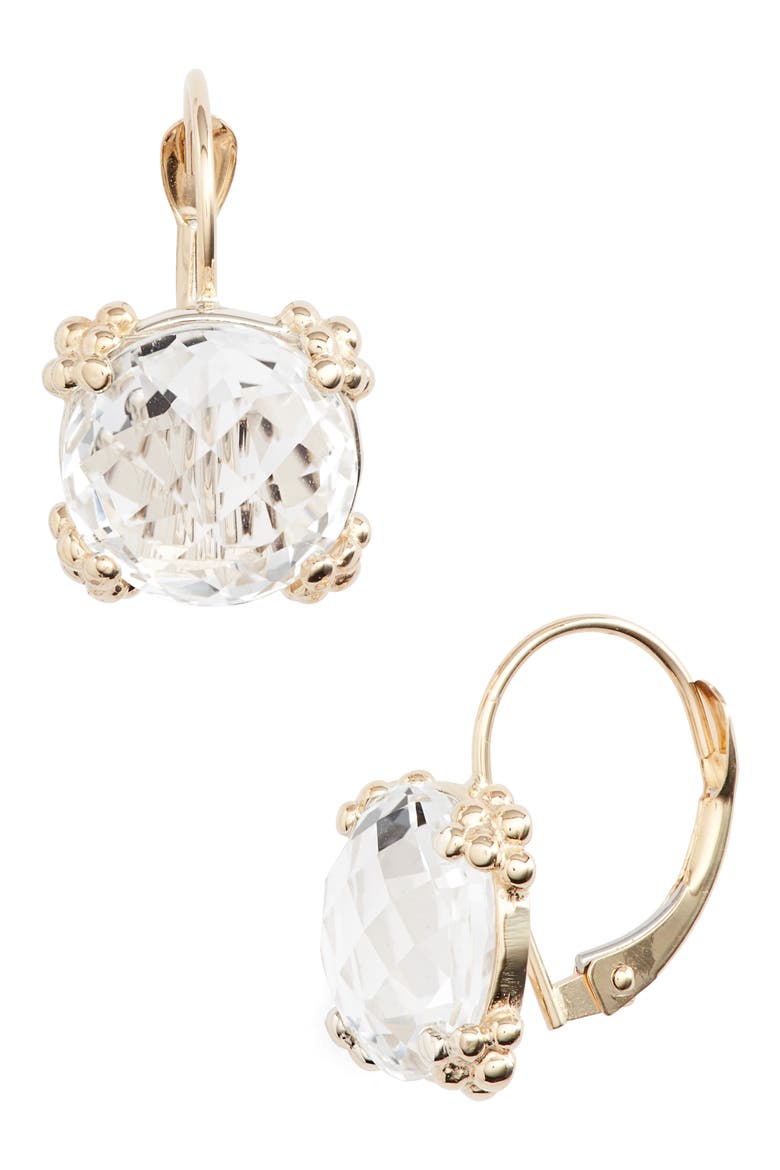 Dew Drop White Topaz Cluster Drop Earrings, Main, color, GOLD