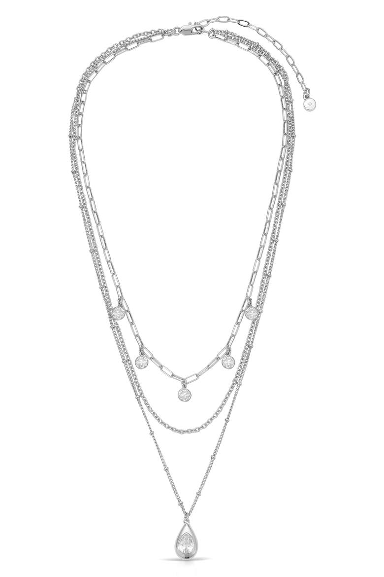 Seraphine Triple Strand Layered Necklace, Alternate, color, CLEAR AND SILVER