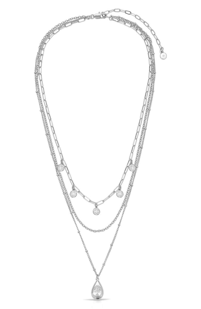 Ettika Seraphine Triple Strand Layered Necklace, Alternate, color, Clear And Silver