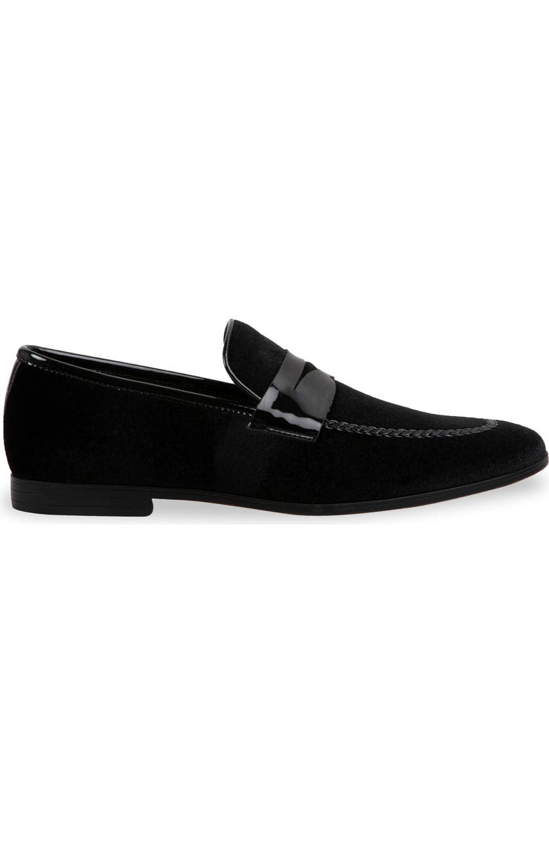 Steve Madden Crescent Velvet Penny Loafer, Alternate, color, Black Velvet
