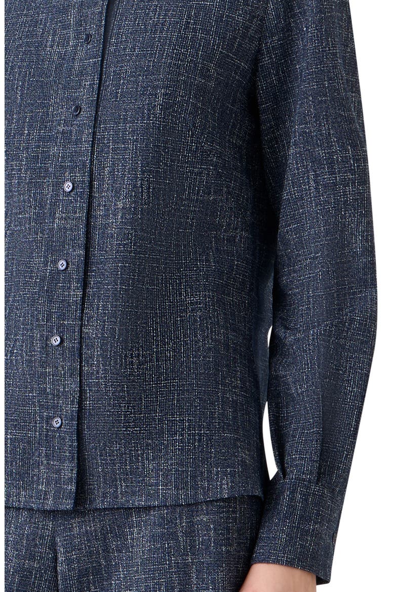 Wool Blend Tweed Button-Up Shirt, Alternate, color, NAVY-ECRU