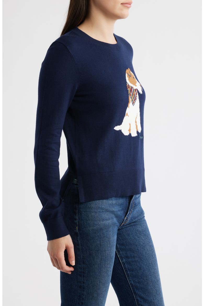 Berkley Intarsia Cotton & Cashmere Sweater, Alternate, color, NAVY